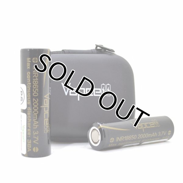 画像1: 【ネコポス送料無料！】PSEマーク付き【リチウムイオン電池】 VAPCELL  INR 18650 2000mAh 定格38A BLACK ケース付き２本セット メカニカルMODに最適 (1)